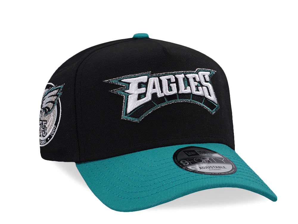 New Era Philadelphia Eagles 75th Anniversary Black Two Tone Edition 9Forty A Frame Snapback Casquette