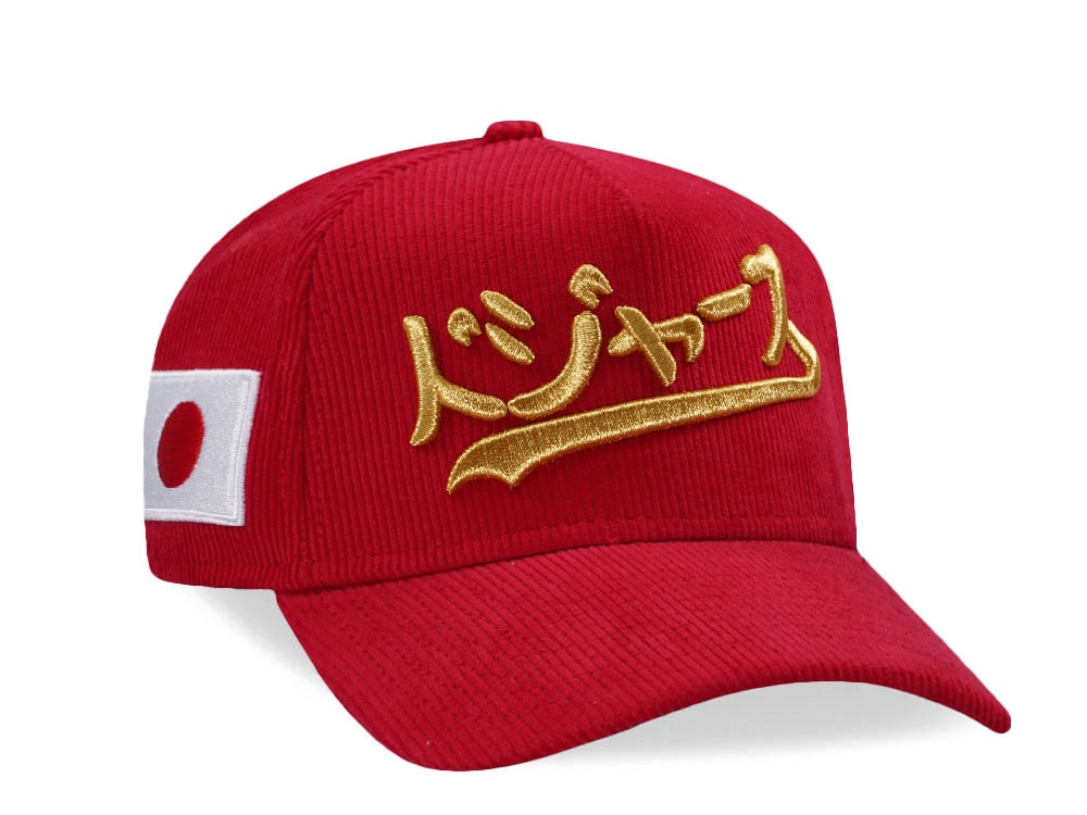 New Era Los Angeles Dodgers Japan Red Corduroy Prime Edition 9Forty A Frame Snapback Casquette