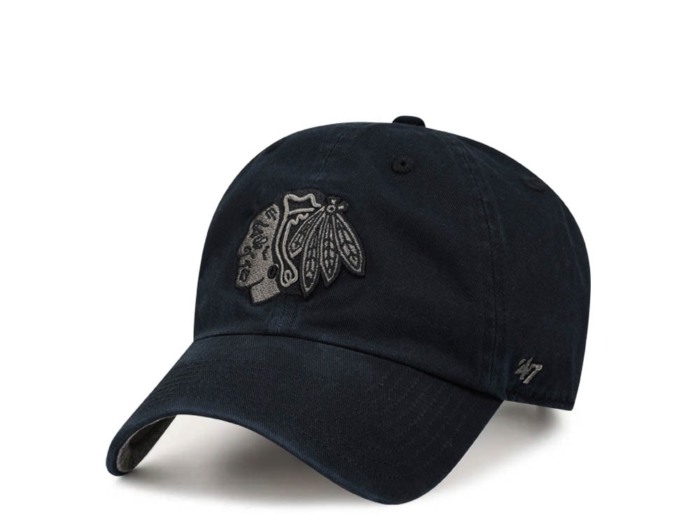 47Brand Chicago Blackhawks Black Ballpark Camo Clean Up Strapback Casquette