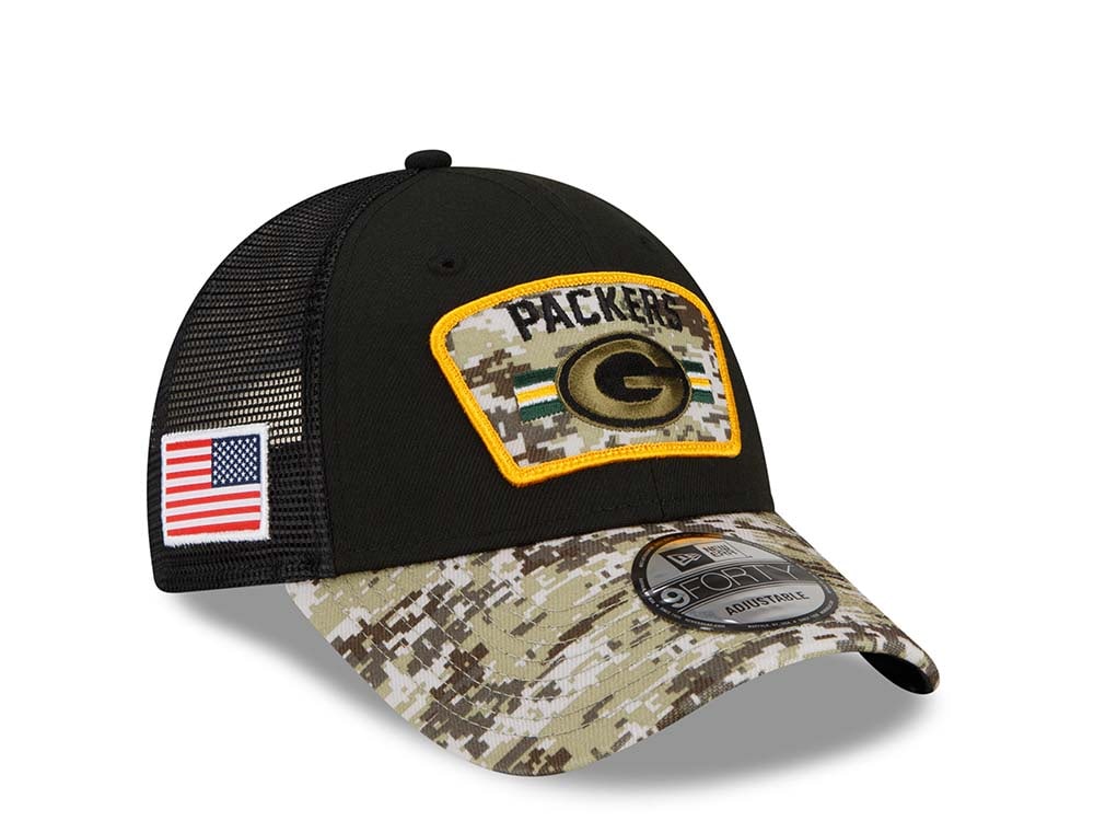 New Era Green Bay Packers Salute to Service 21 9Forty Trucker Snapback Casquette