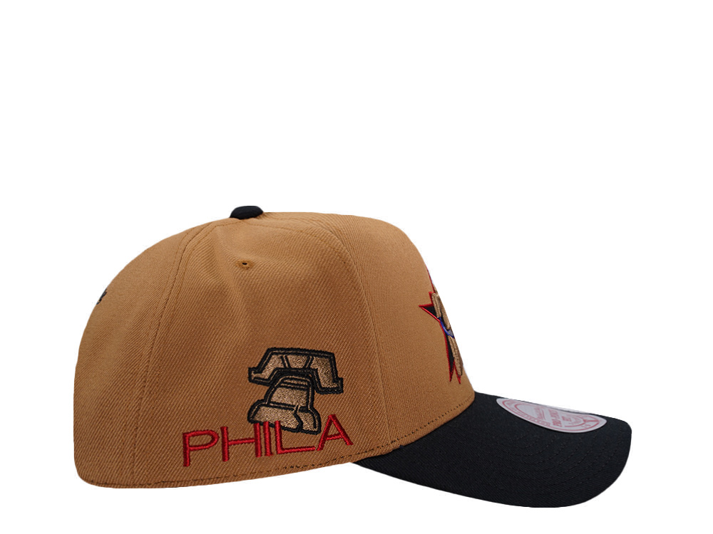 Mitchell & Ness Philadelphia 76ers NBA In The City Brown Edition Pro Pinch Fit Snapback Casquette