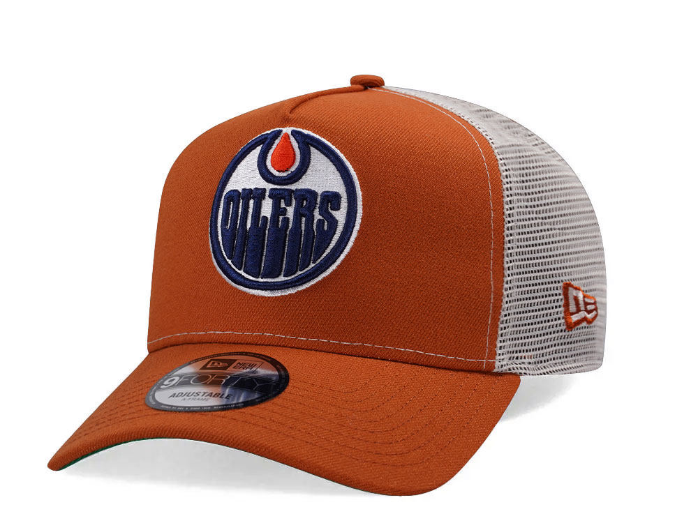 New Era Edmonton Oilers Classic Rust Trucker Edition 9Forty A Frame Snapback Casquette
