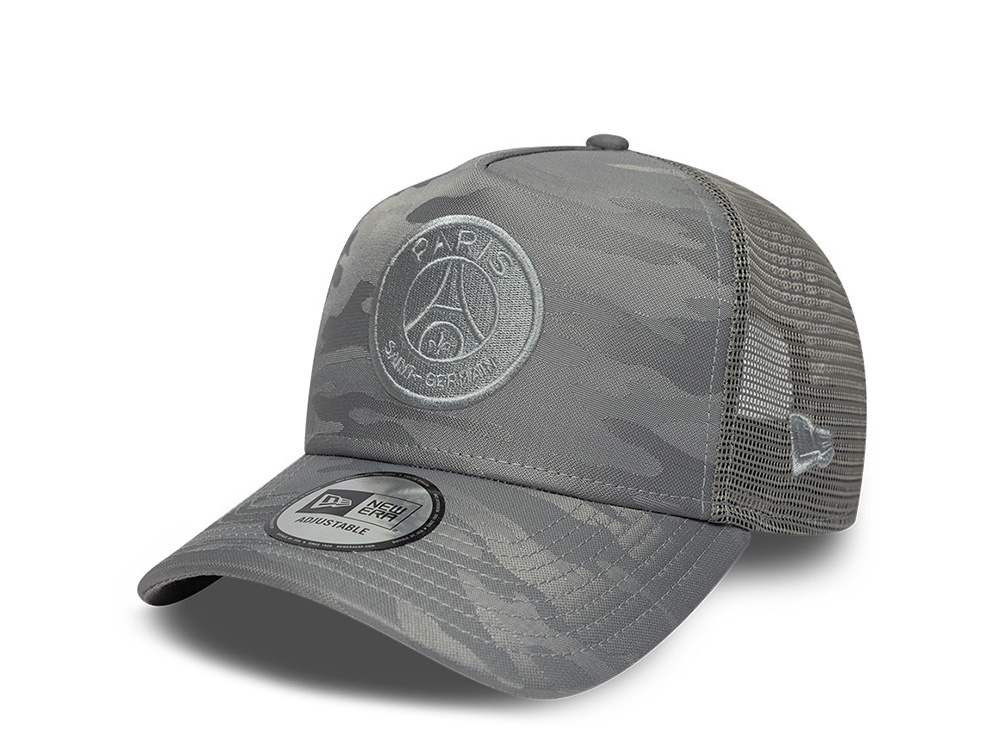 New Era Paris Saint Germain Gray Tonal Camouflage Prime Edition 9Forty A Frame Trucker Snapback Casquette