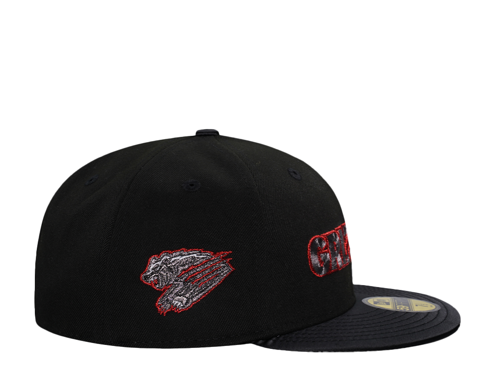 New Era Fresno Grizzlies Shiny Black and Red Satin Brim Edition 59Fifty Fitted Casquette