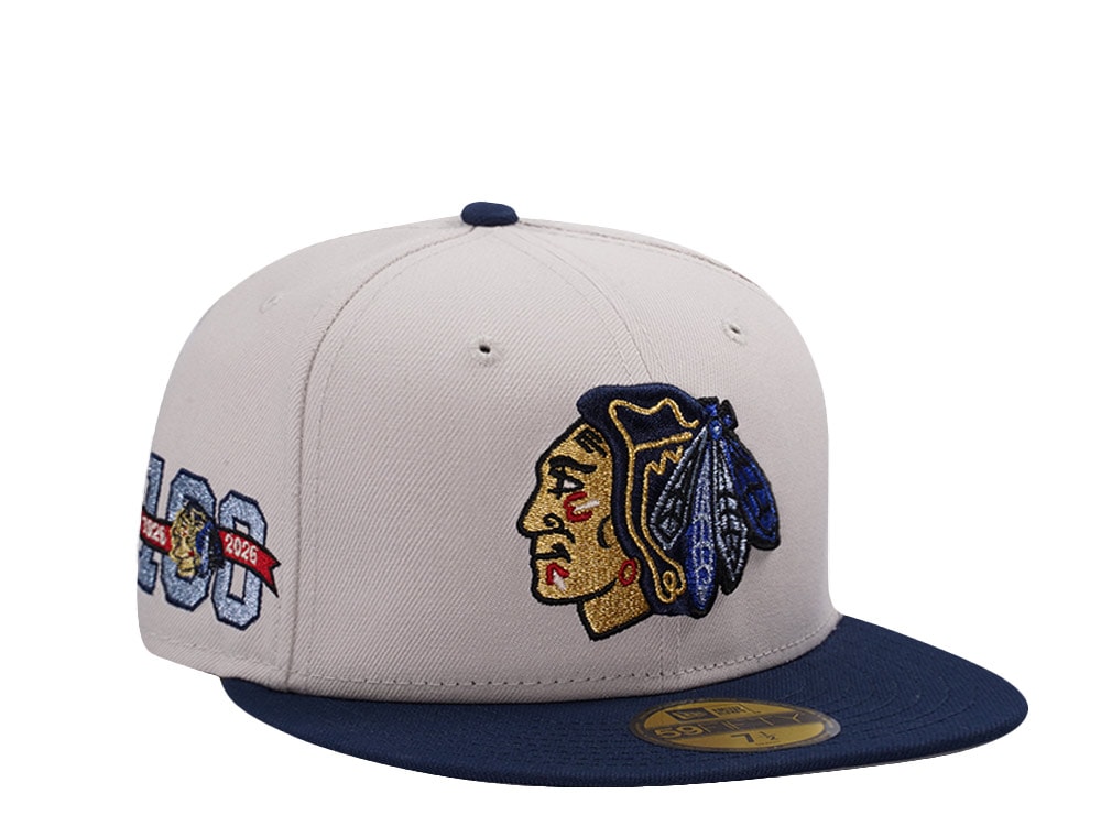 New Era Chicago Blackhawks 100th Anniversary Stone Two Tone Edition 59Fifty Fitted Casquette