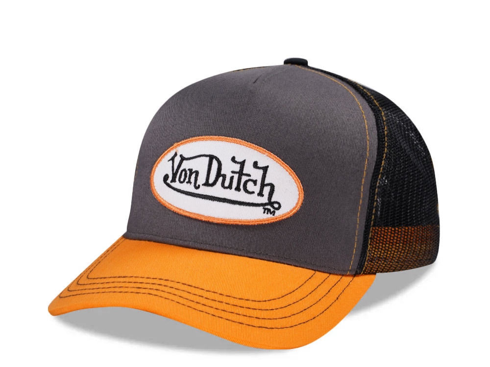 Von Dutch Grey Orange Two Tone Edition Trucker A Frame Snapback Casquette