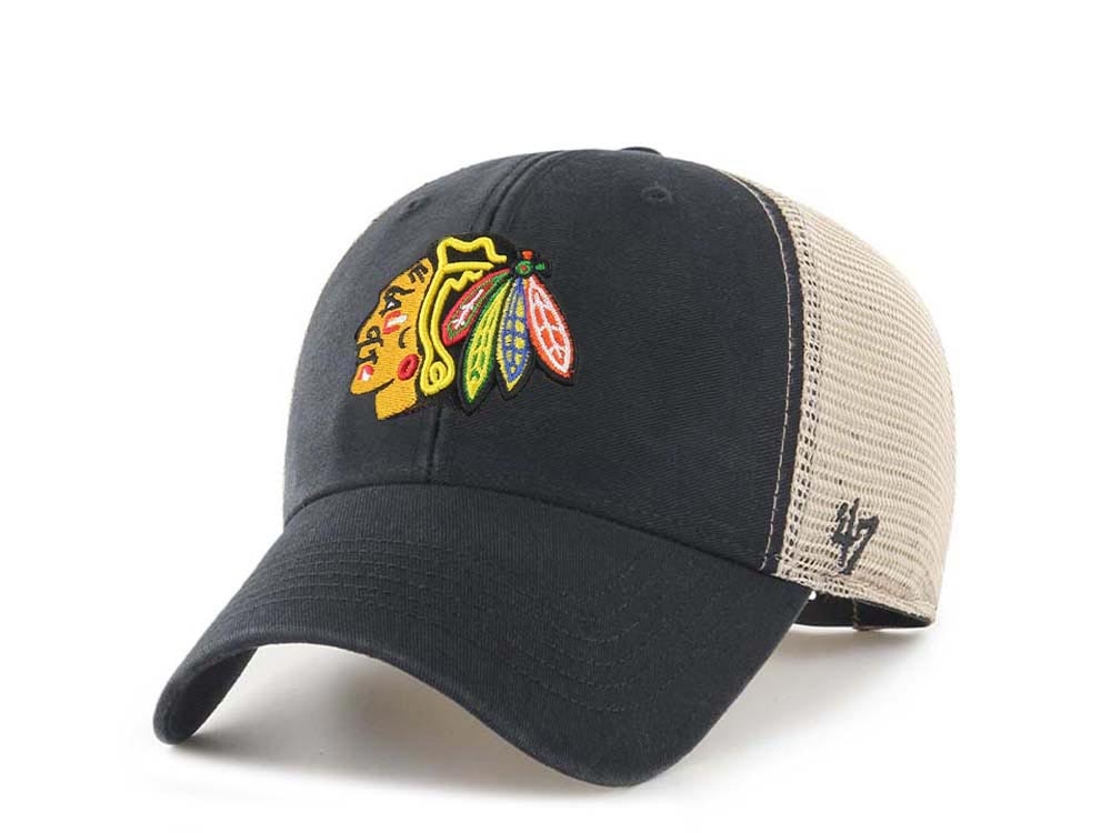 47Brand Chicago Blackhawks Black Flagship Classic Trucker Snapback Casquette