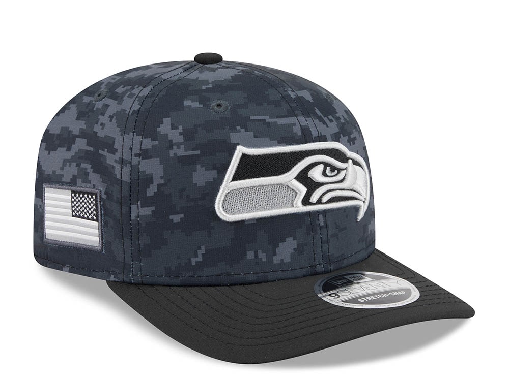 New Era Seattle Seahawks NFL Salute to Service 2026 Digi Camo Black 9Seventy Stretch Snapback Casquette