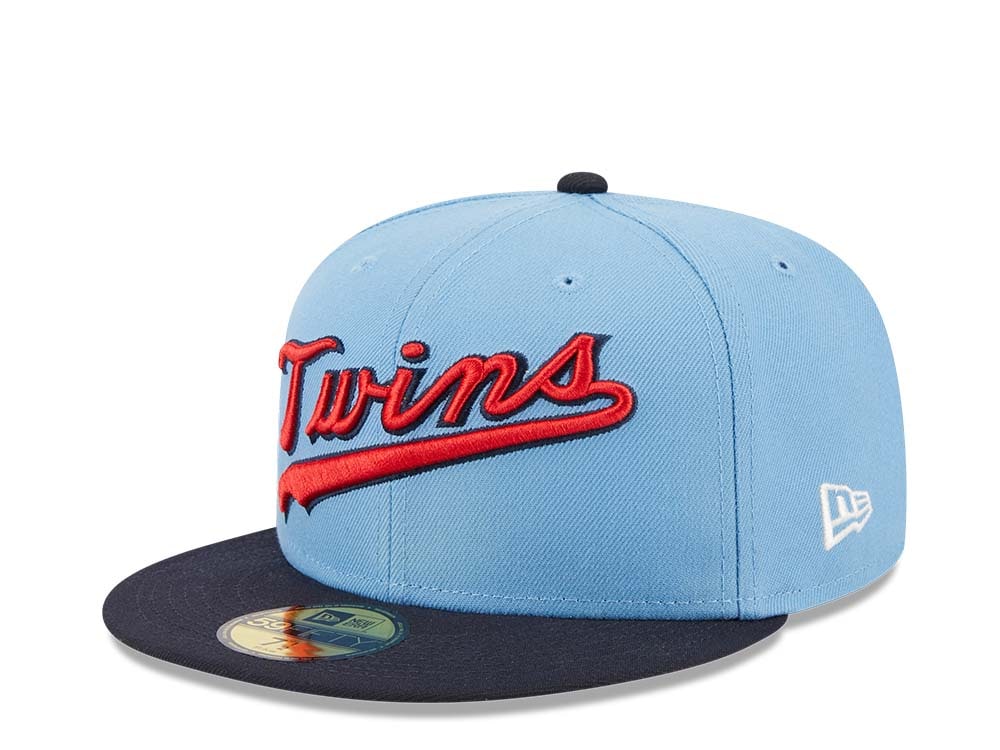 New Era Minnesota Twins Powder Blues Sky Throwback Two Tone Edition 59Fifty Fitted Casquette
