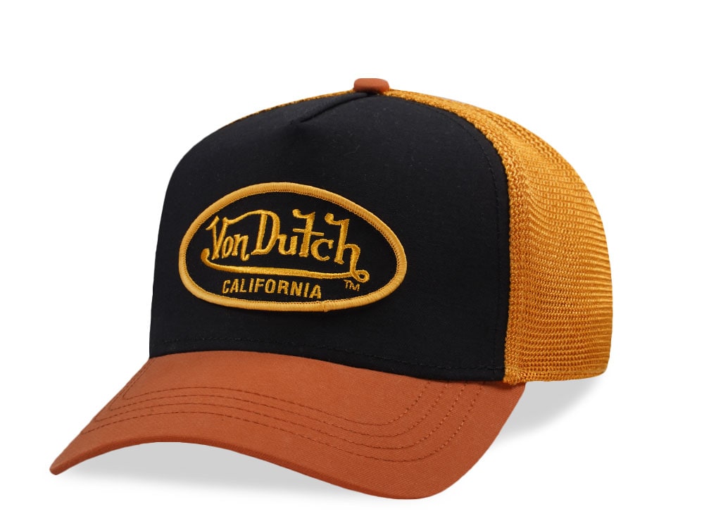 Von Dutch Embroidery Oval Patch Black Two Tone Trucker Snapback Casquette