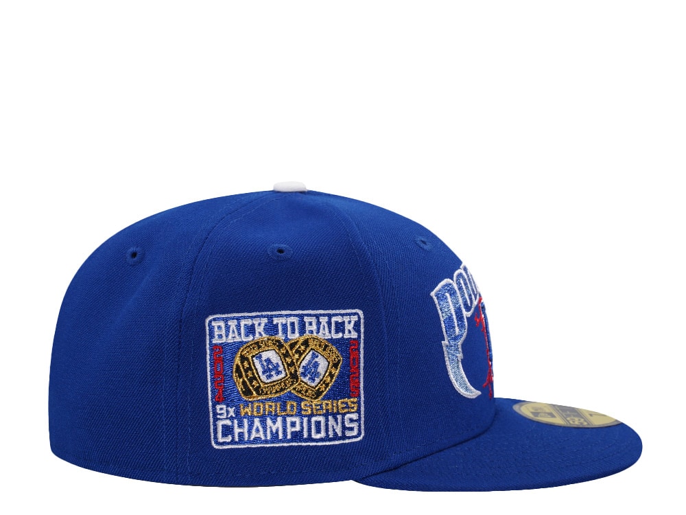 New Era Los Angeles Dodgers Back to Back Champions Metallic Royal Blue Prime Edition 59Fifty Fitted Casquette