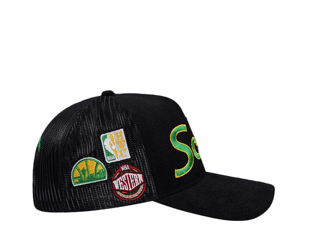 Mitchell & Ness Seattle Supersonics Times up Black Cord Hardwood Classic Trucker Snapback Casquette
