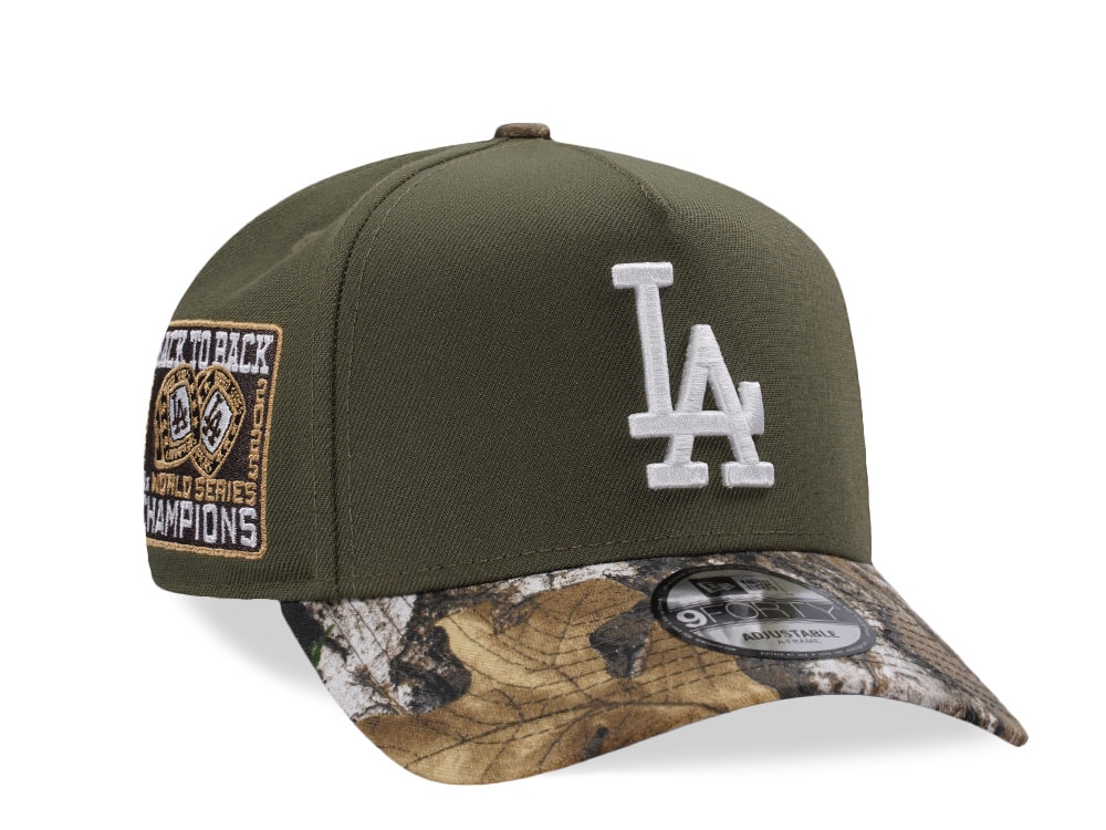 New Era Los Angeles Dodgers Back To Back World Series Champions Olive Edition 9Forty A Frame Snapback Casquette