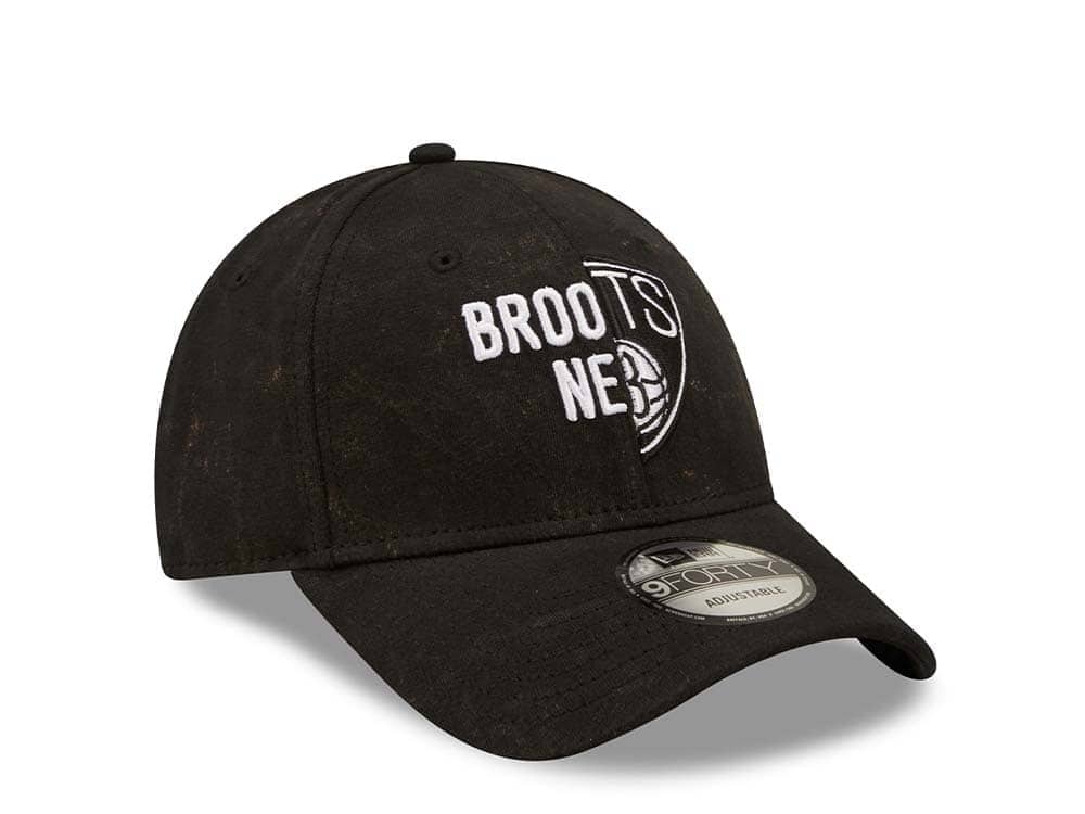 New Era Brooklyn Nets Washed Pack Black Adjustable 9Forty Strapback Casquette