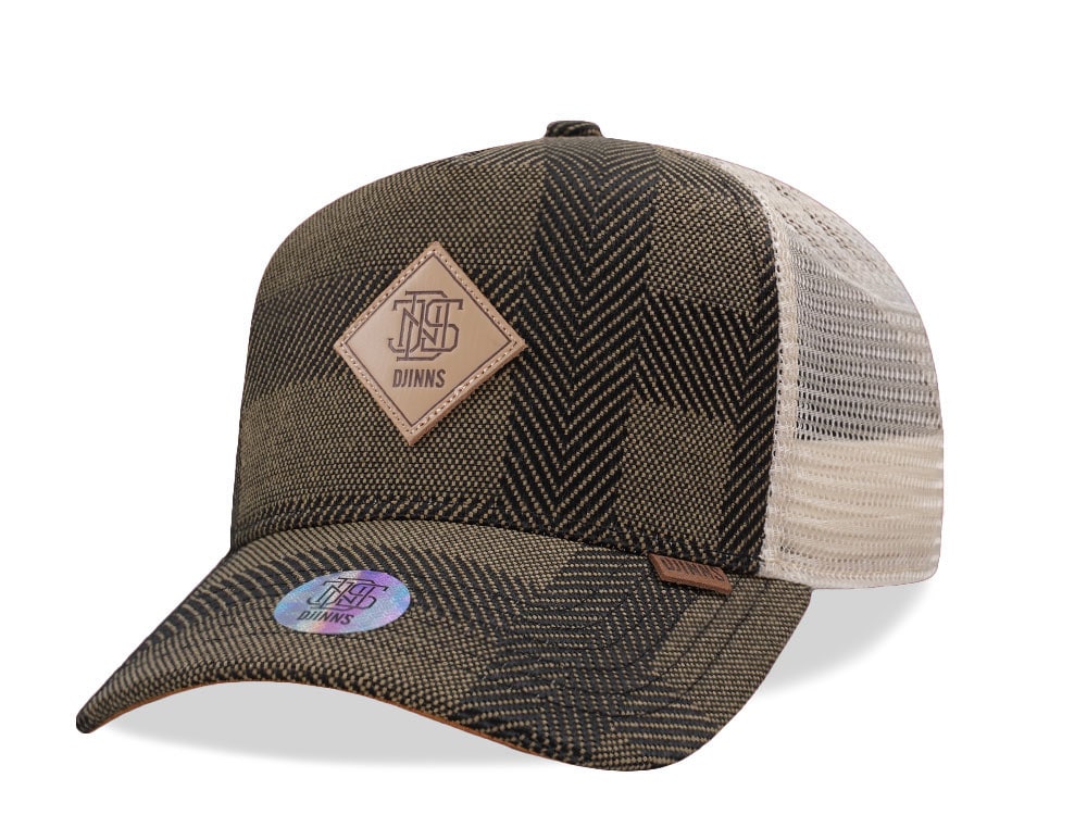 Djinns Hermecheck Olive Beige Trucker Snapback Casquette