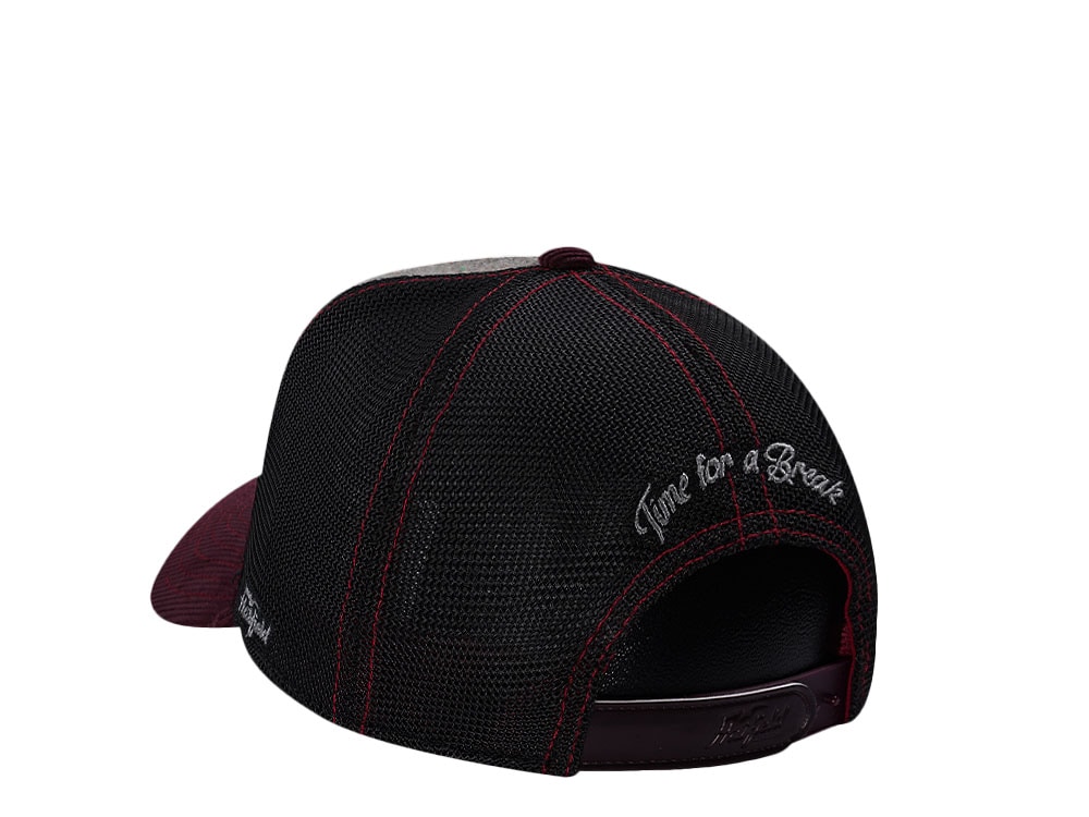 Hatfield Chocolate Beaver Burgundy Gray Trucker Snapback Casquette