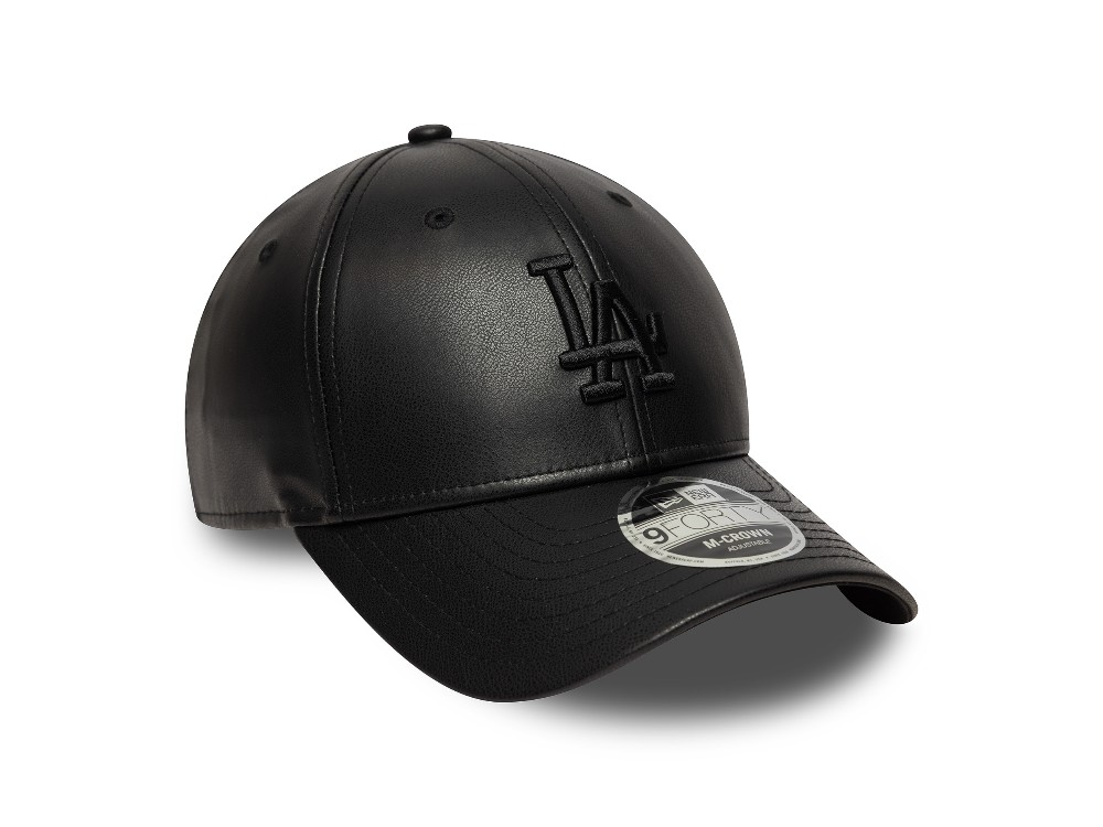 New Era Los Angeles Dodgers Black PU Leather Edition 9Forty M Crown Snapback Casquette