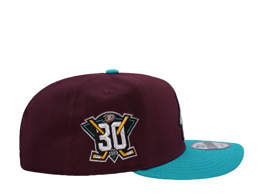 New Era Anaheim Ducks 30th Anniversary Maroon Two Tone Edition 9Fifty A Frame Snapback Casquette