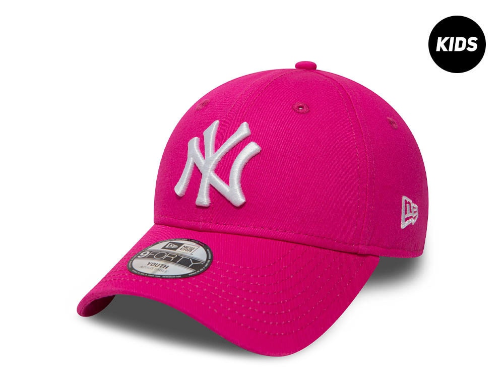 New Era New York Yankees League Basic Pink White Kids 9Forty Strapback Casquette