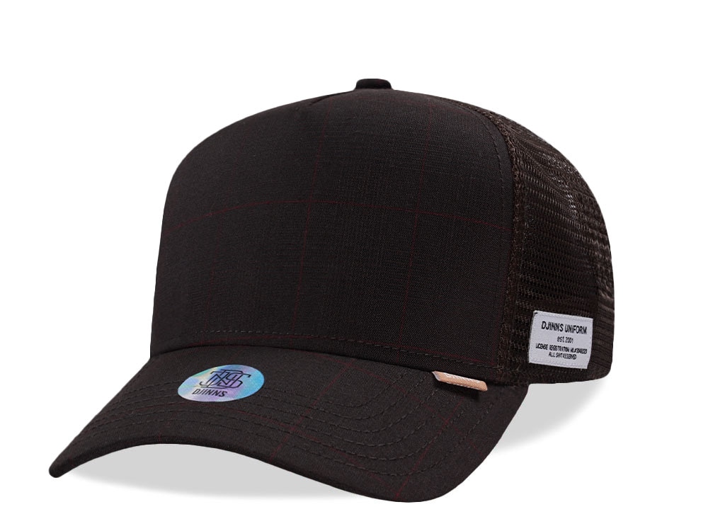 Djinns Glencheck Brown Trucker Snapback Casquette