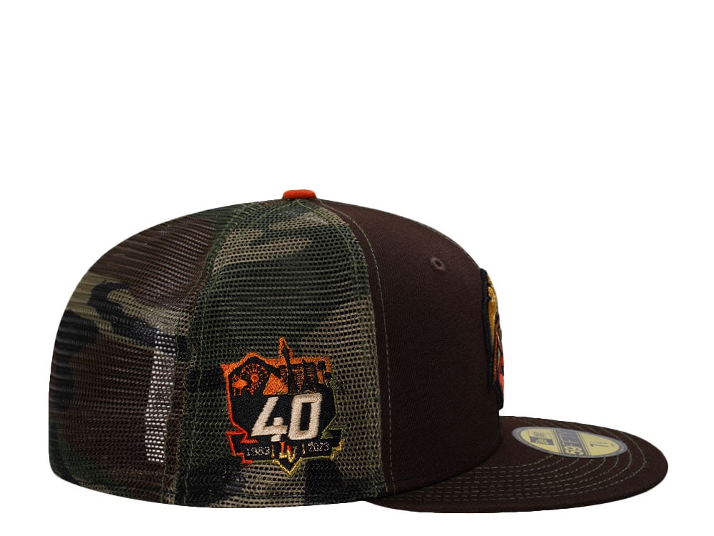 New Era Las Vegas Aviators 40th Anniversary Burnt Wood Prime Edition 59Fifty Trucker Fitted Casquette