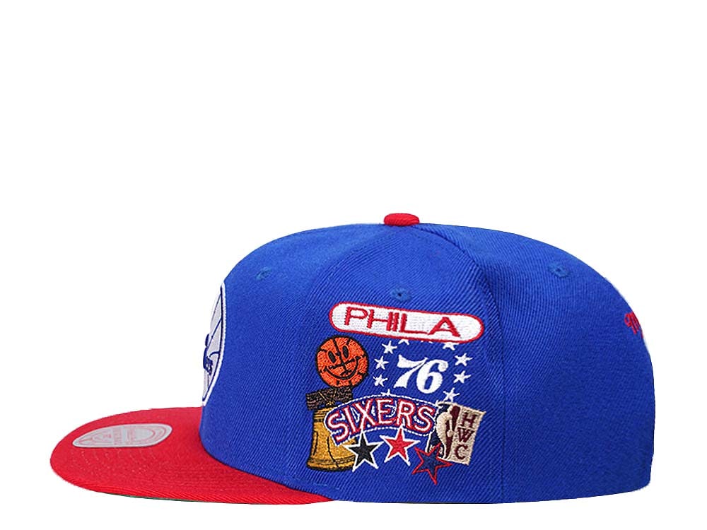 Mitchell & Ness Philadelphia 76ers Patch Overload Hardwood Classic Snapback Casquette
