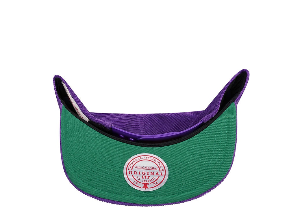 Mitchell & Ness Charlotte Hornets Purple Cord Hardwood Classic Snapback Casquette