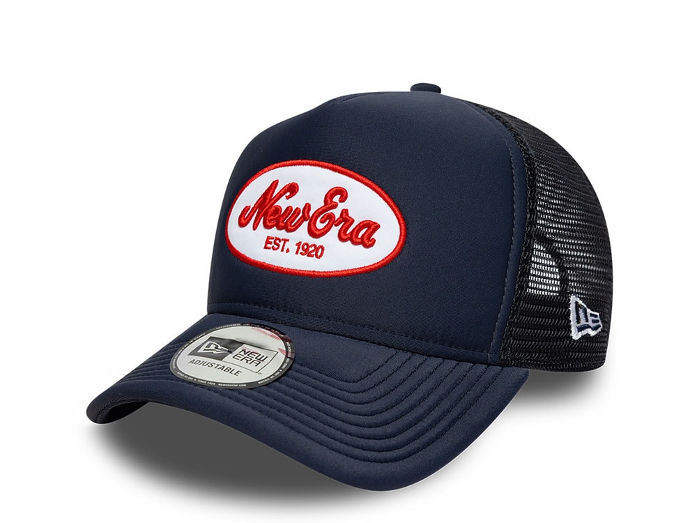 New Era Oval Foam Patch Navy 9Forty A Frame Trucker Snapback Casquette