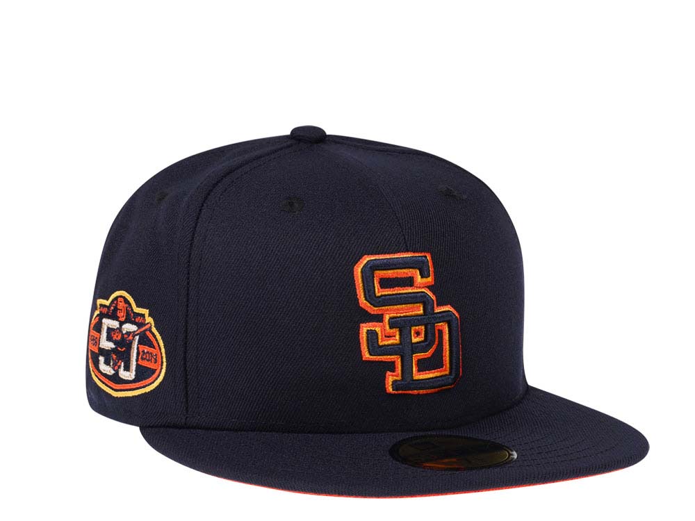 New Era San Diego Padres 50th Anniversary Navy Orange Pop Edition 59Fifty Fitted Casquette