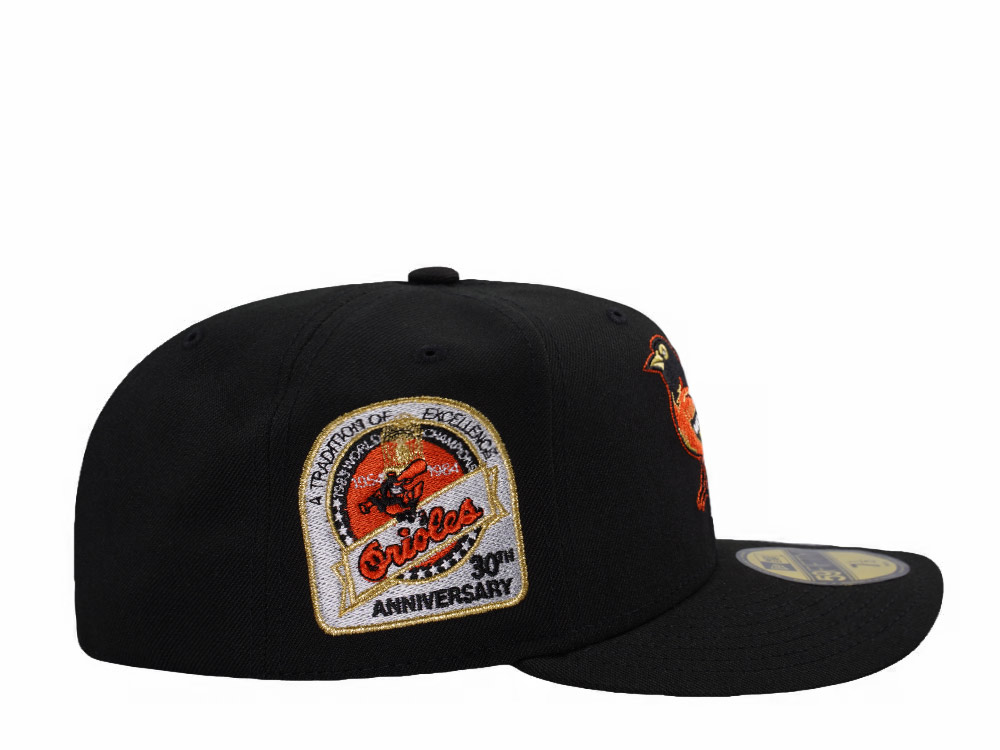 New Era Baltimore Orioles 30th Anniversary Black Prime Edition 59Fifty Pre Curved Fitted Casquette