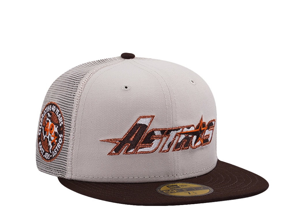 New Era Houston Astros 40th Anniversary Stone Two Tone Edition 59Fifty Trucker Fitted Casquette