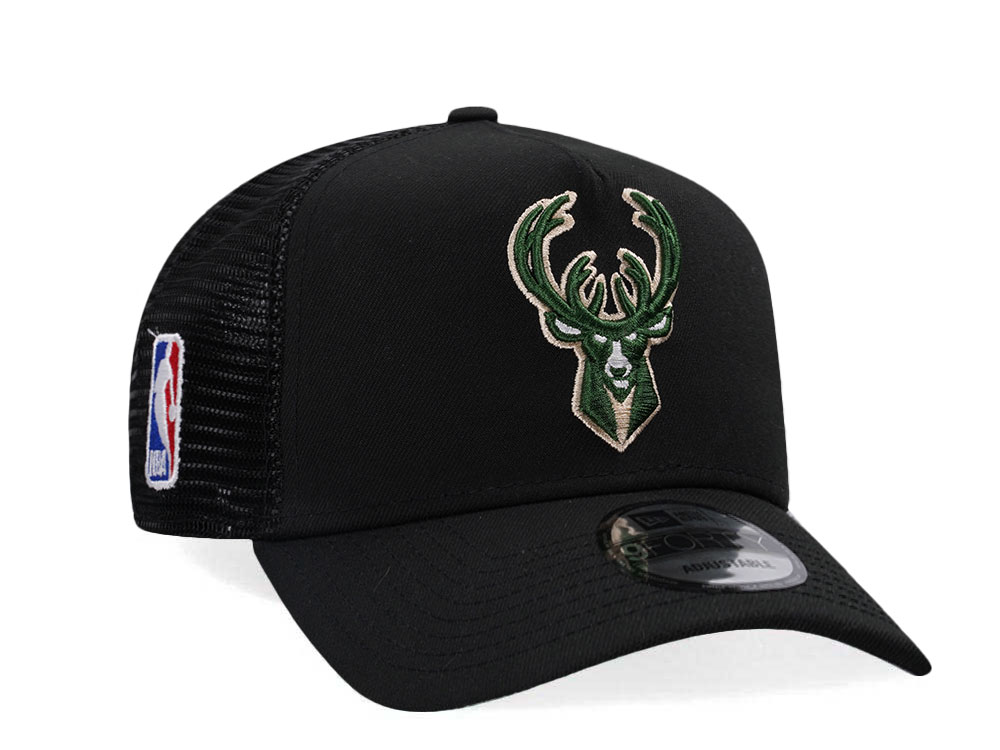 New Era Milwaukee Bucks Black Classic Edition Trucker 9Forty A Frame Snapback Casquette