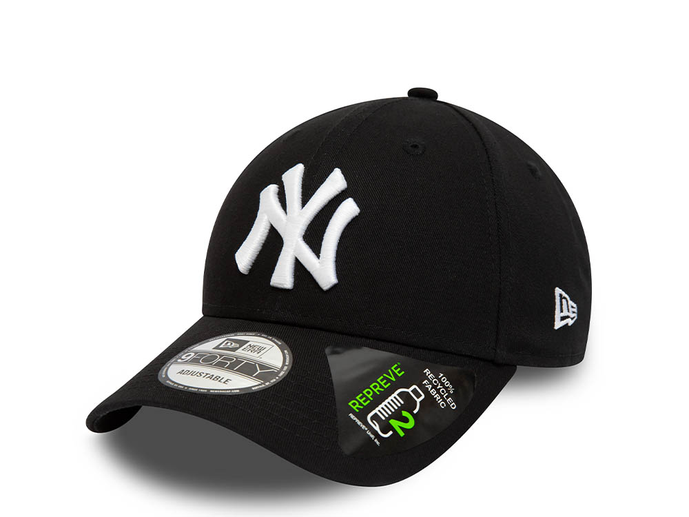New Era New York Yankees Repreve League Essential Black White 9Forty Strapback Casquette