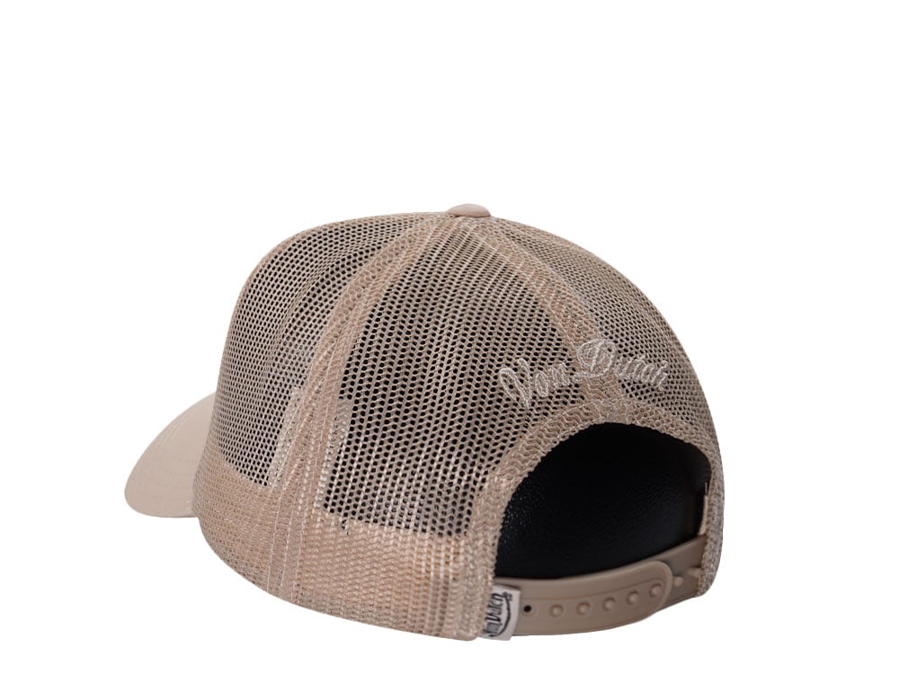 Von Dutch Script Beige Trucker Black Snapback Casquette