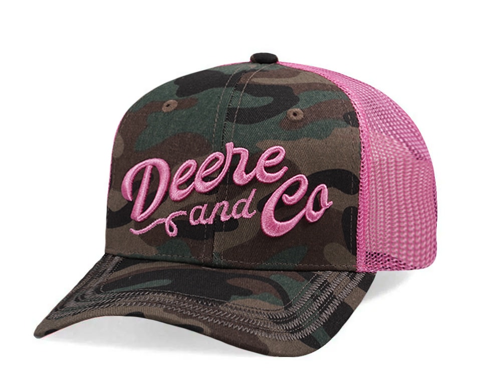 John Deere Script Pink Camouflage Trucker Snapback Casquette