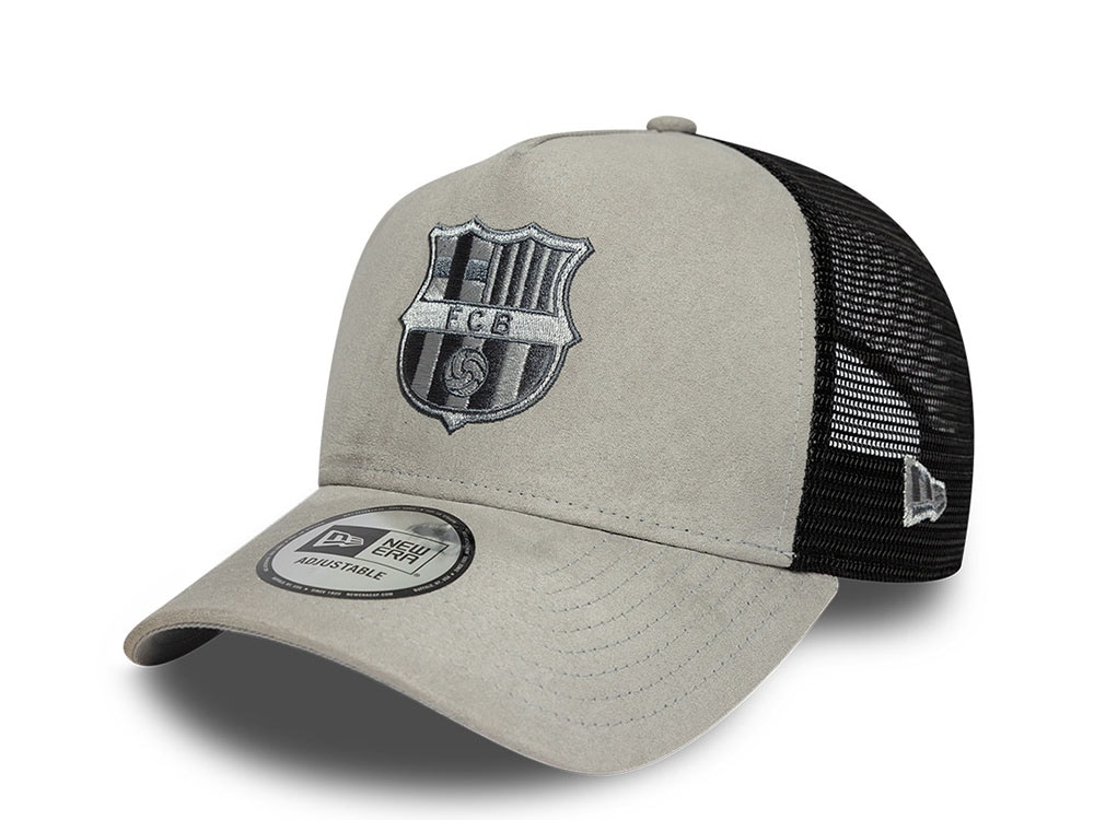 New Era Barcelona Fc Faux Suede Gray Edition 9Forty A Frame Trucker Snapback Casquette