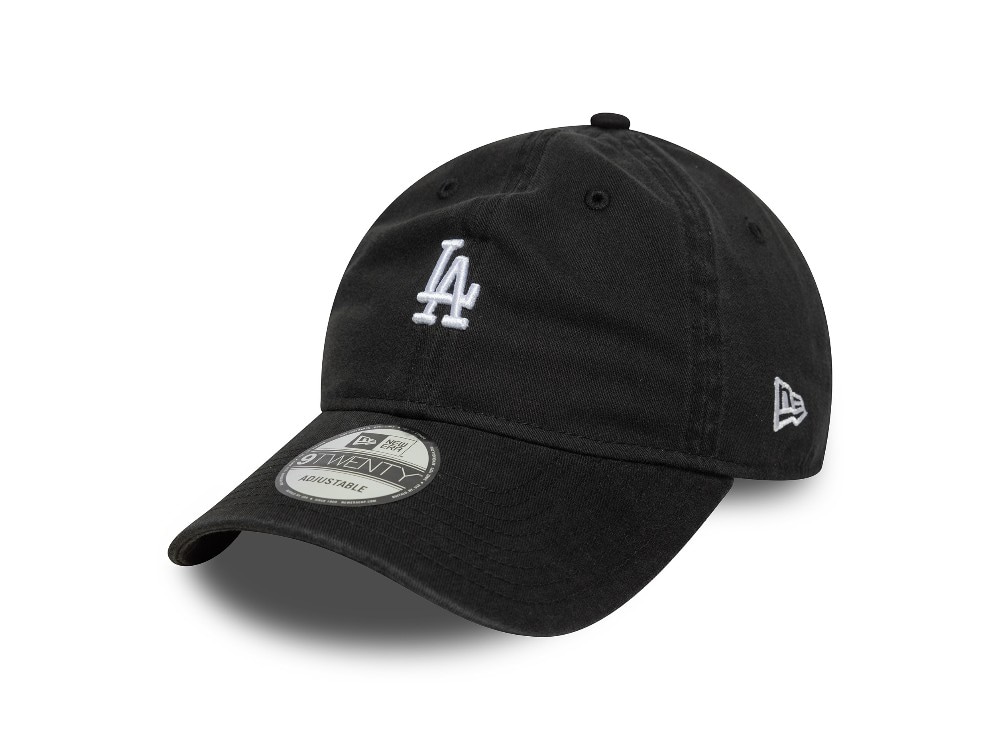 New Era Los Angeles Dodgers Mini Logo Washed Black 9Twenty Strapback Casquette