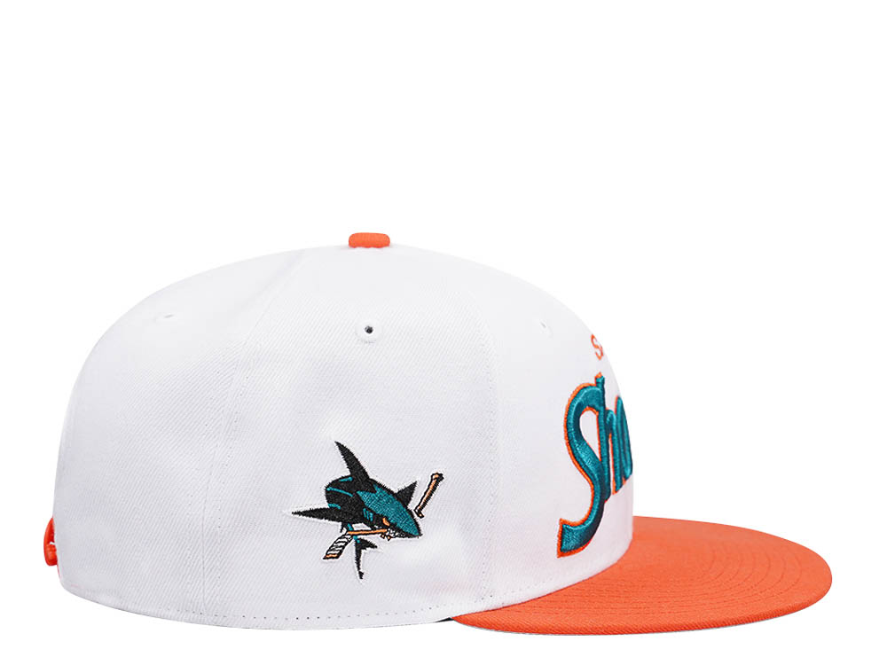 47Brand San Jose Sharks White Script Side Two Tone Captain MVP Snapback Casquette