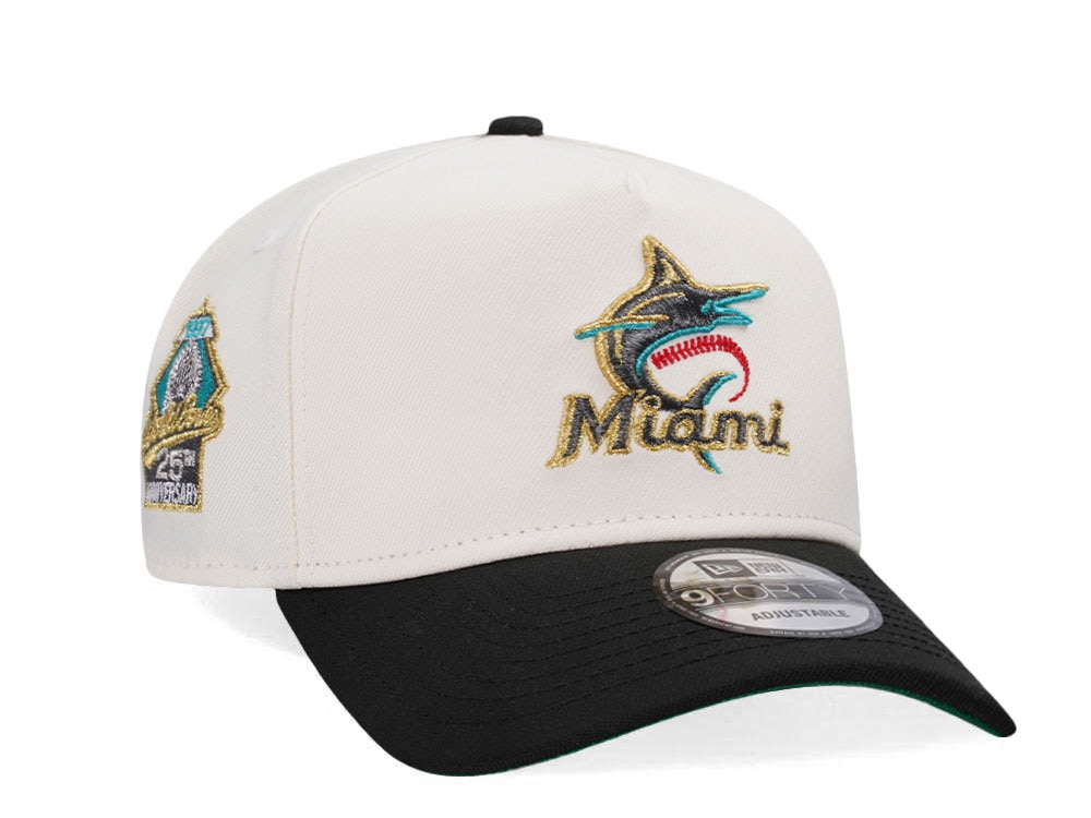 New Era Miami Marlins 25th Anniversary Chrome Gold Two Tone Edition 9Forty A Frame Snapback Casquette