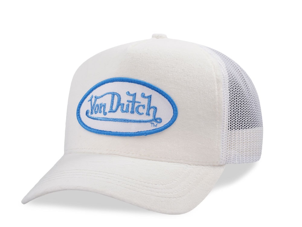 Von Dutch Oval Patch White Velour Edition Trucker Snapback Casquette