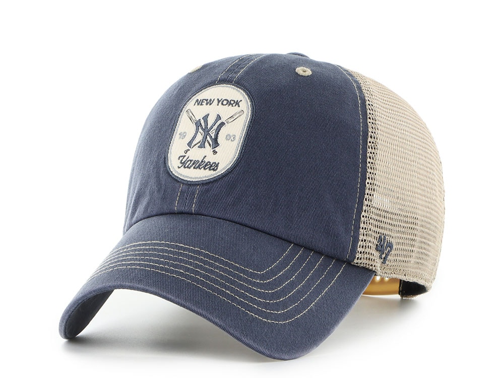 47 Brand New York Yankees Cross Patch Navy Trucker Clean Up Snapback Casquette