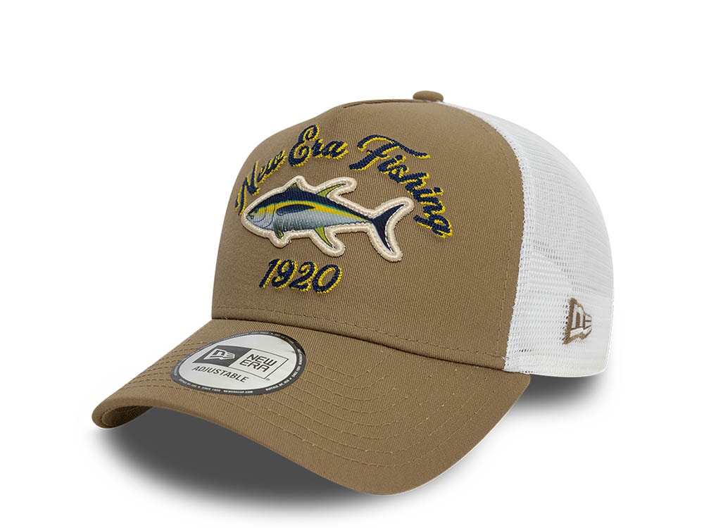 New Era Fishing Khaki Trucker A Frame Snapback Casquette