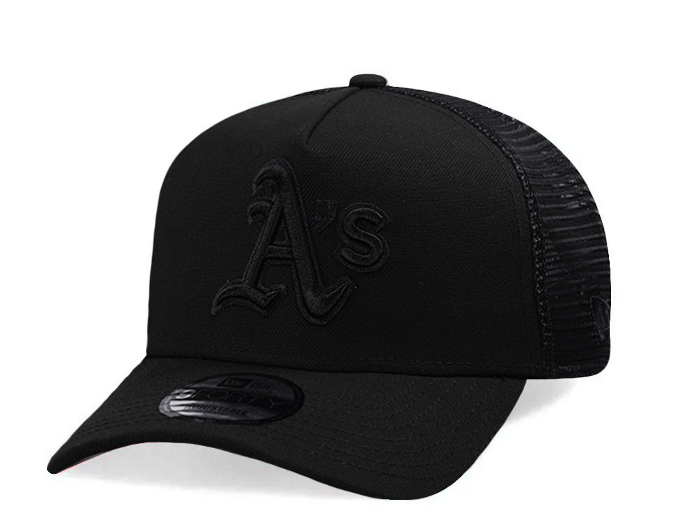 New Era Oakland Athletics Black On Black Edition 9Forty A Frame Trucker Snapback Casquette