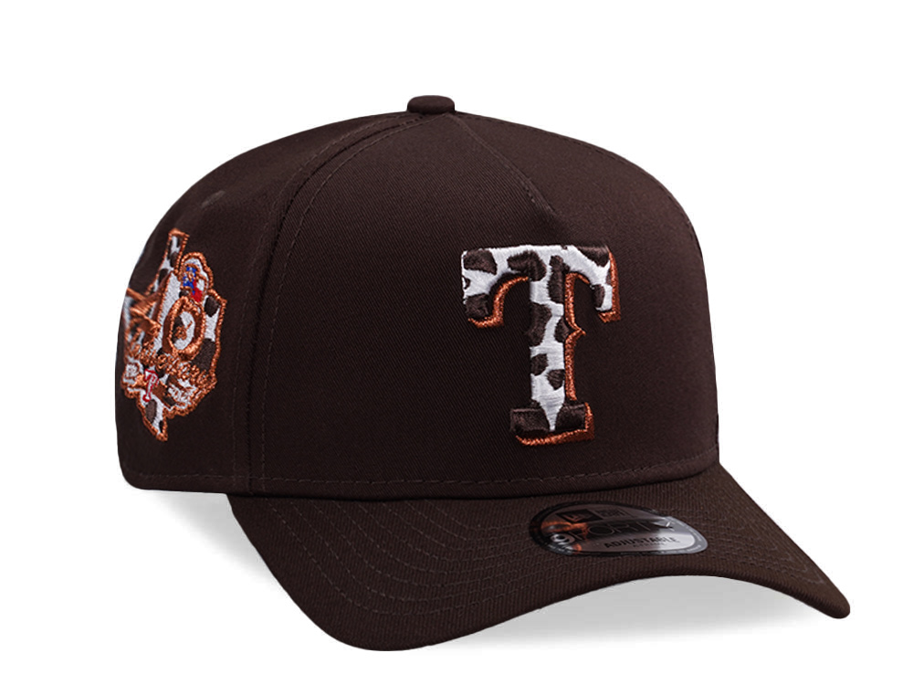 New Era Texas Rangers 40th Anniversary Burnt Wood Prime Edition 9Forty A Frame Snapback Casquette