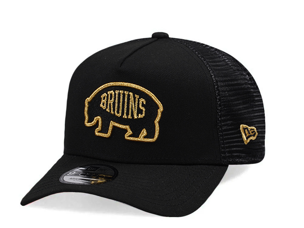 New Era Boston Bruins Metallic Gold Black Edition 9Forty A Frame Trucker Snapback Casquette