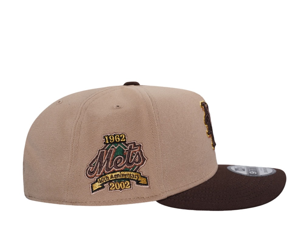 New Era New York Mets 40th Anniversary Tan Metallic Two Tone Edition 9Fifty A Frame Snapback Casquette