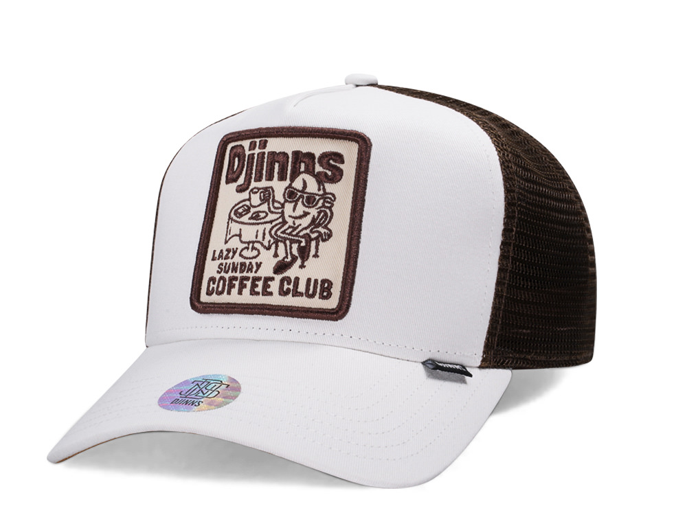 Djinns Lazy Sunday Coffee Club White Trucker Snapback Casquette