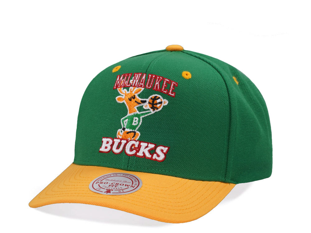Mitchell & Ness Milwaukee Bucks Two Tone Pro Crown Fit Snapback Casquette