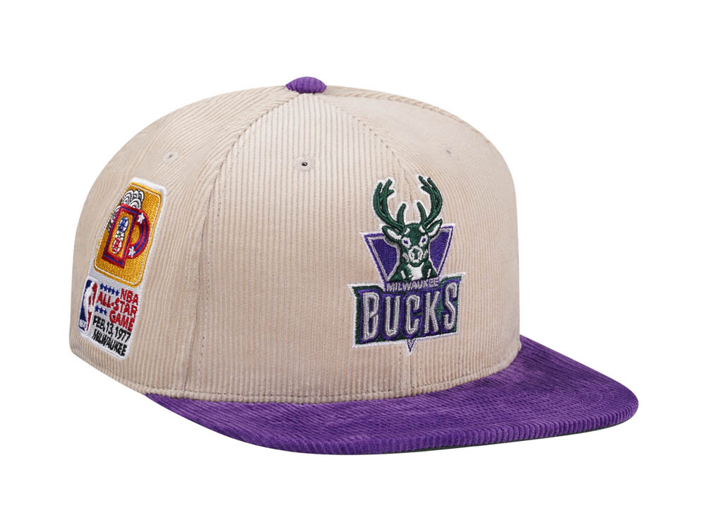 Mitchell & Ness Milwaukee Bucks All Star 1977 Two Tone Hardwood Classic Cord Edition Dynasty Fitted Casquette