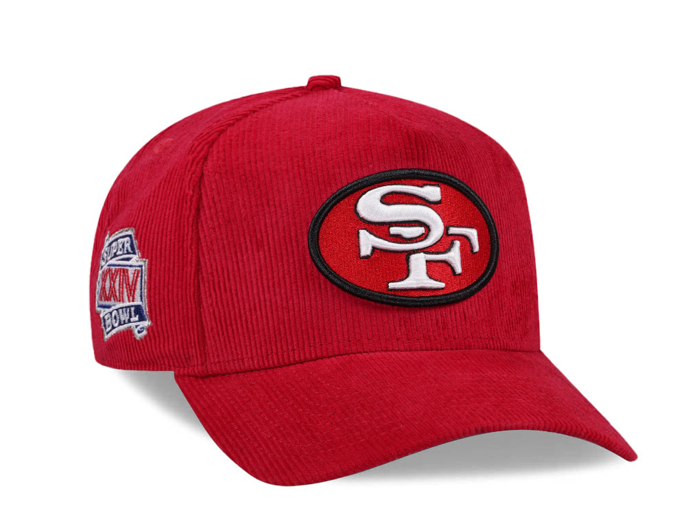 New Era San Francisco 49ers Super Bowl XXIV Red Corduroy Edition 9Forty A Frame Snapback Casquette